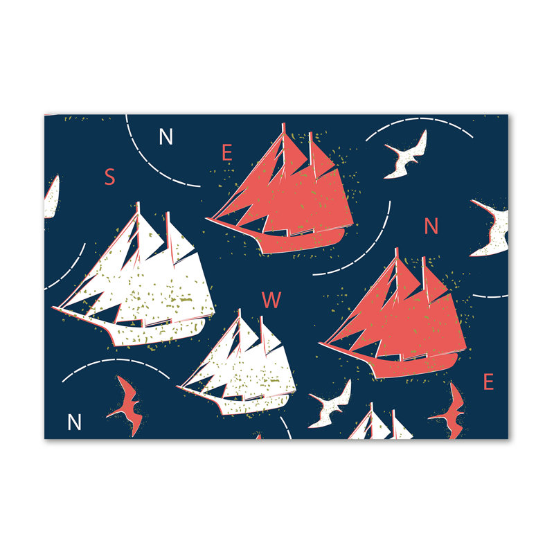 Ships, Sea Birds - Wrapped Canvas Print