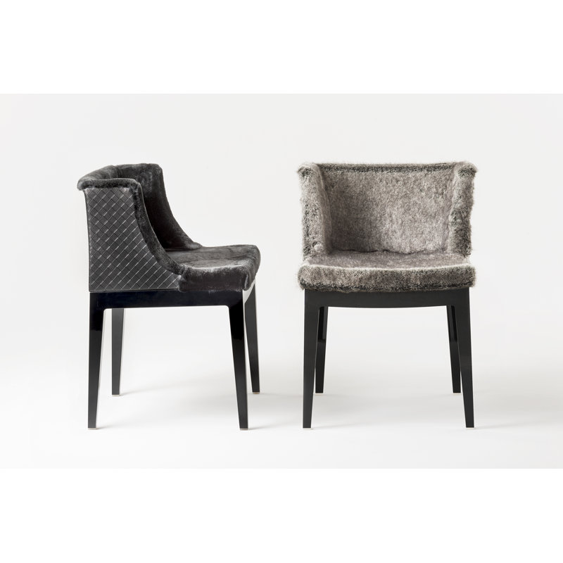 Mademoiselle Armchair, Black, Gray Faux Fur