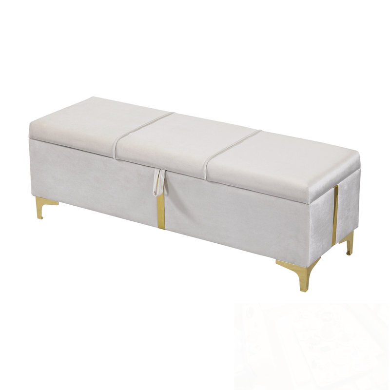 Banc de rangement rembourré avec pieds en métal