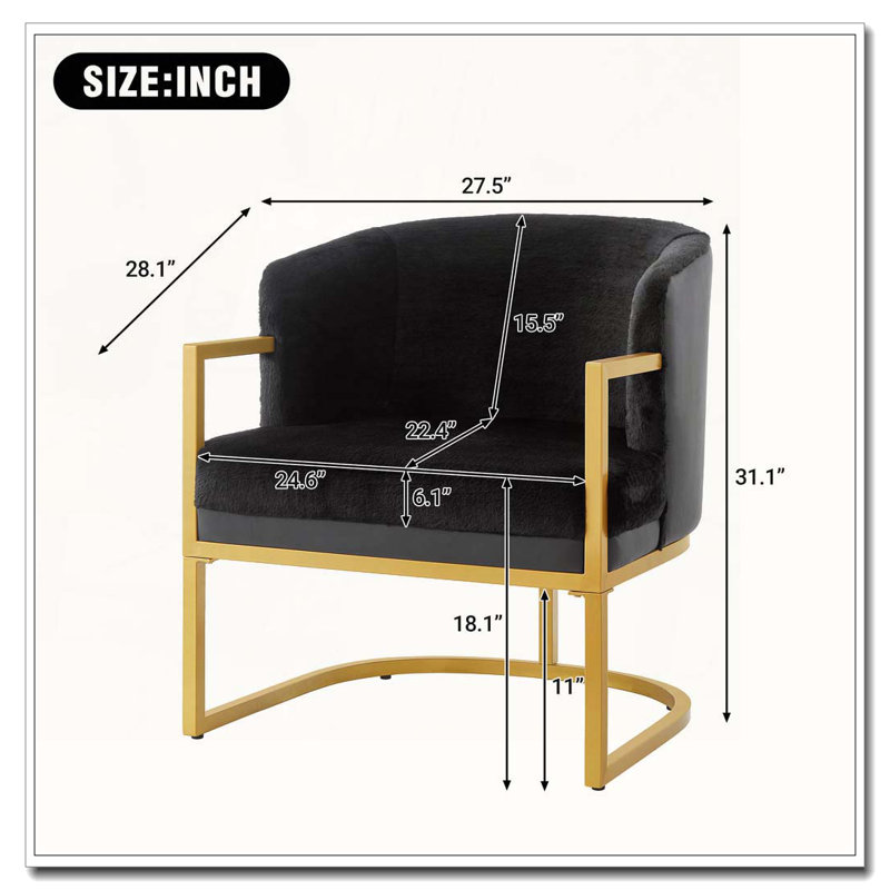 Chaise de lecture rembourrée Modern, Noir