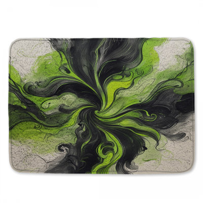 Tapis de bain tourbillonnant vert abstrait