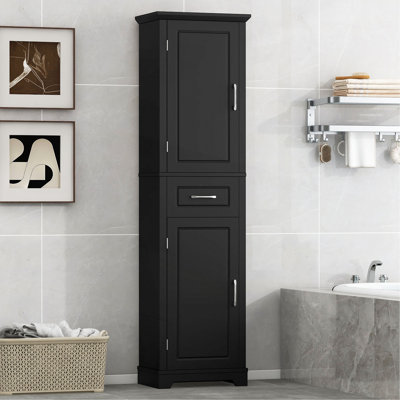 Tall Bathroom Storage Cabinet, Freestanding Storage Cabinet with Two Doors and Adjustable Shelves, Door Shelve Design, MDF Board with Painted Finish