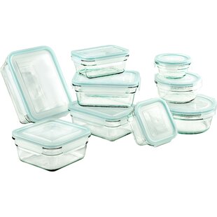 Bonita Home Square Glass Storage Container, Stackable BPA Free Airtight Seal Food Containers with Lids, Meal Prep Kitchen Organization and Storage, 5