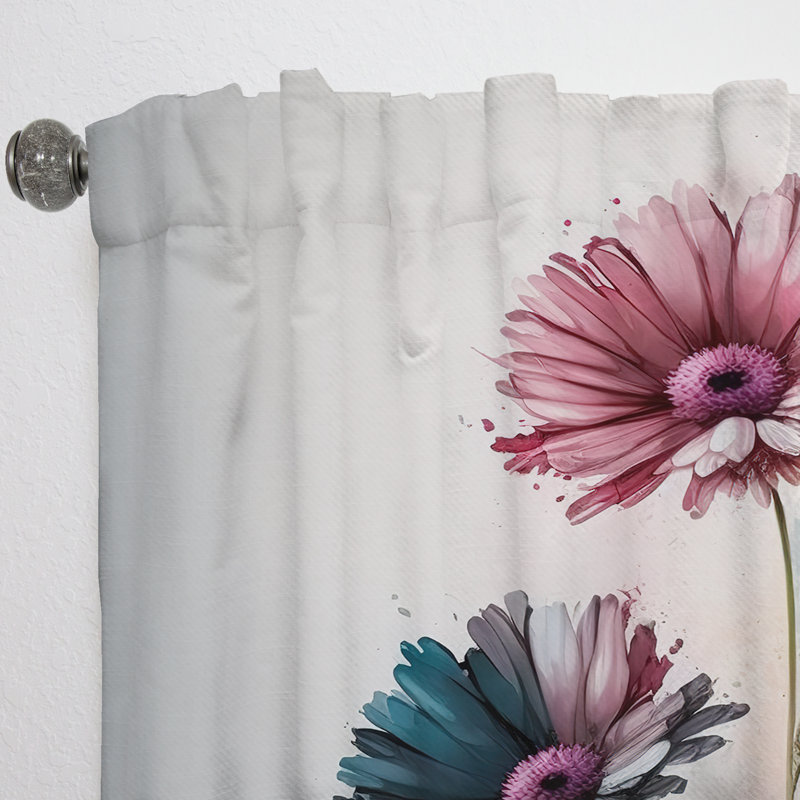 Orson - Flower Gerbera I - Traditional Velvet Curtain - Room Darkening - 1 panel, 52" W x 90" L