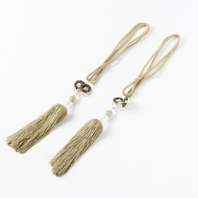 Ensemble de 2 rideaux décoratifs en cristal, Crème