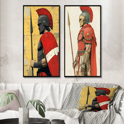 Red Ares Spear sur le champ de bataille Spartan I - ensemble d'art mural Spartan 2 pièces