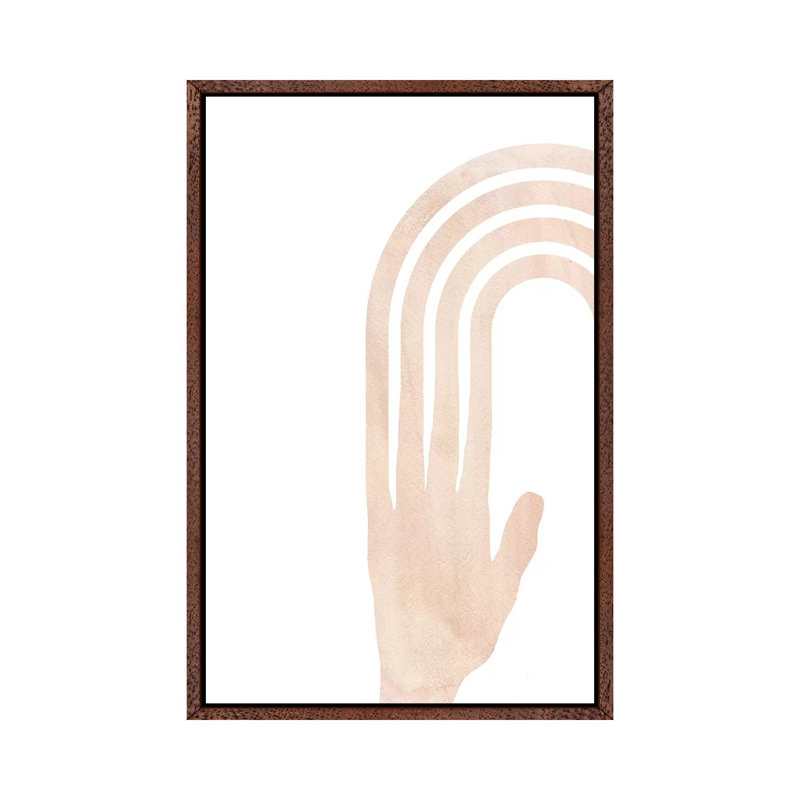 Hand and Rainbow 1 Piece Painting on Canvas, 152.4cm H x 101.6cm W x 3.81cm D, Classic Brown Wood Framed