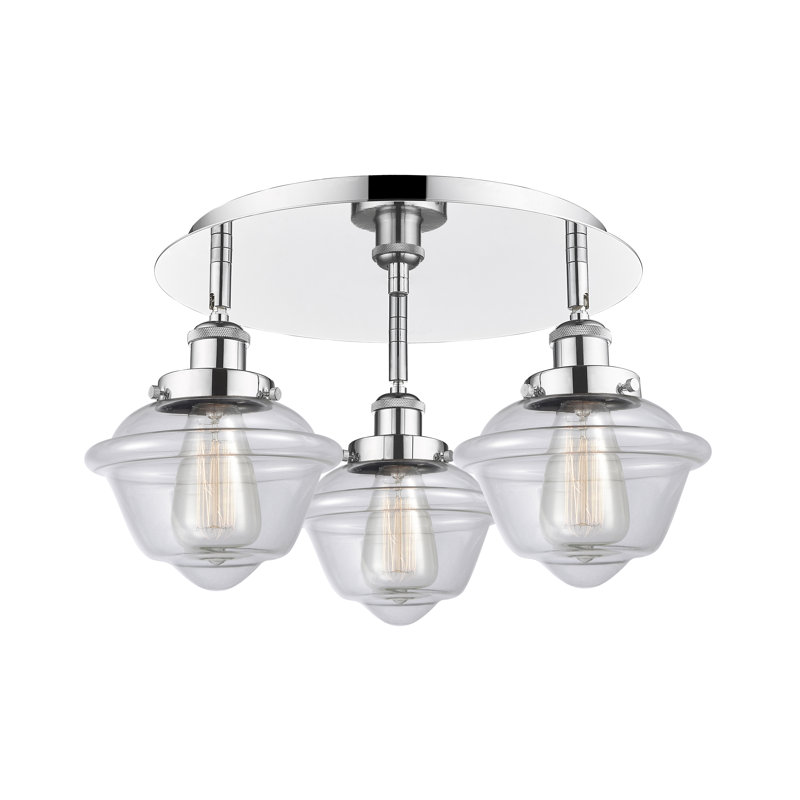 Grourke Glass Flush Mount, Clear, Polished Chrome