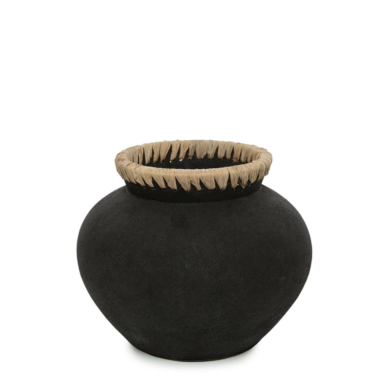 Alisynn Table Vase, Black/Natural, 23cm H x 29cm W x 29cm D