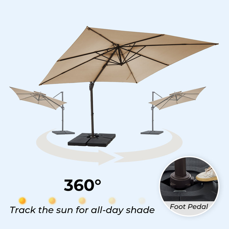15 foot cantilever patio umbrella offset Bluu BANYAN 10 ft Outdoor Umbrella Hanging Umbrellas, 24 Month Fade Resistance & Water-repellent UV Protection allowing you to customize the weight for your specific needs JEAREY 15-ft Steel Beige Crank