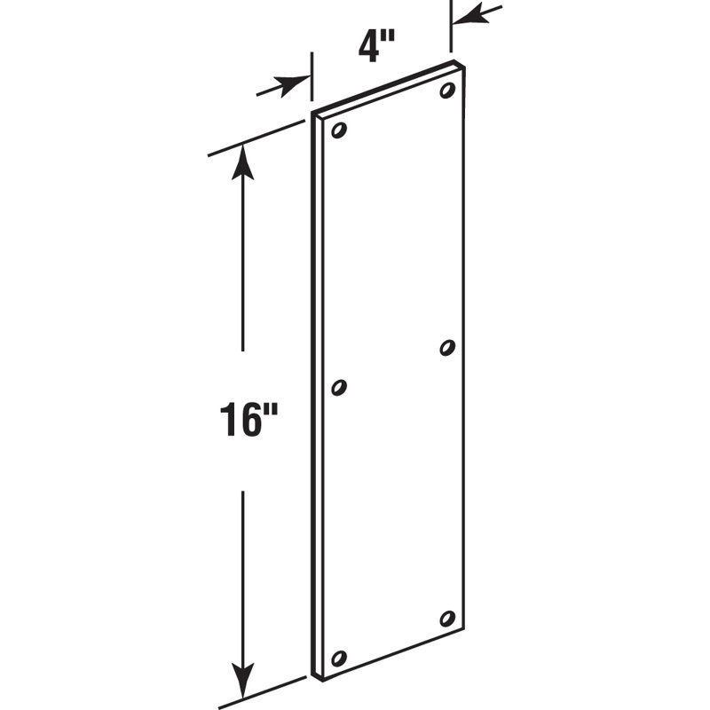 Stainless Steel 4" x 16" Door Push Plate with Mounting Hardware