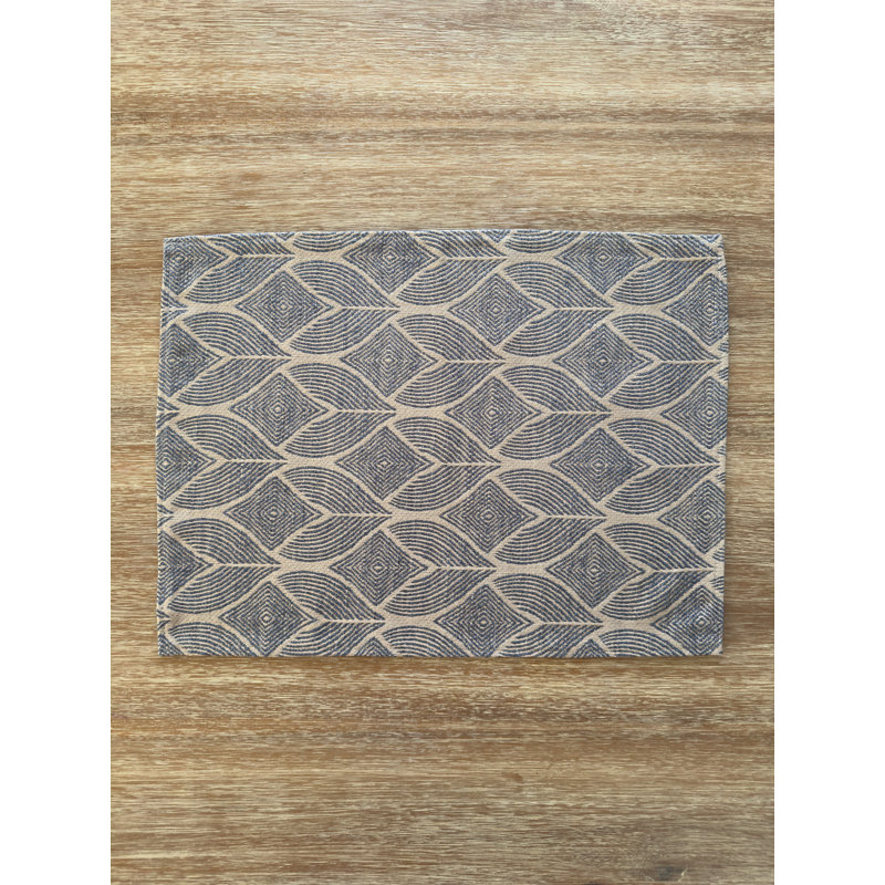 Indigo and Beige Geometric Fabric Rectangle Placemat