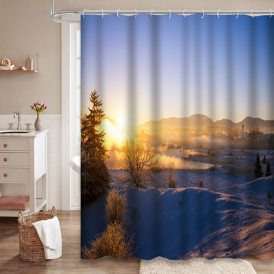 Rideau de douche avec 12 crochets Sunrise Winter