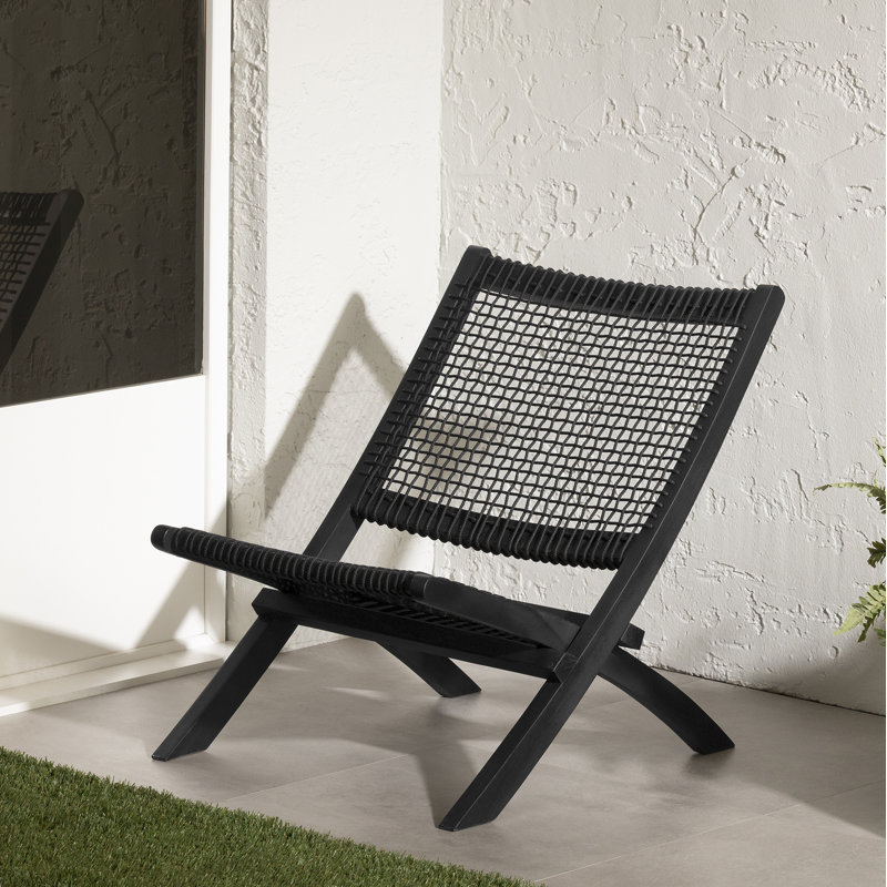 Agave Teak Outdoor Armless Lounge Chair, Black, Black