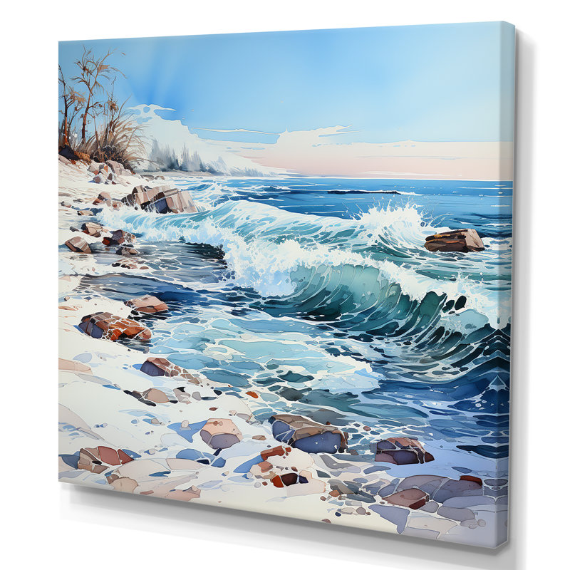 Océan, paysage d'hiver sur toile, H 30 po x l 30 po x P 1 po, Toile tendue