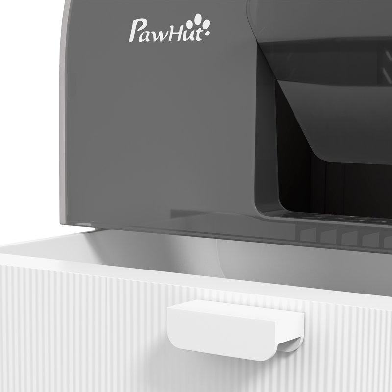 Hooded Cat Litter Tray SlideOut Drawer, Grey/White