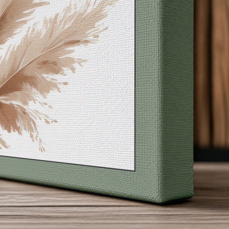 Pampas Grass Plumes Botanical - Wrapped Canvas, 36x24 - 91.4 x 61.0 cm, Sage Border