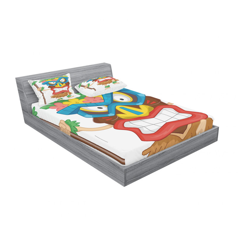 Ensemble de draps portant un masque Coon, Ensemble de draps pour lit double avec un drap-hou