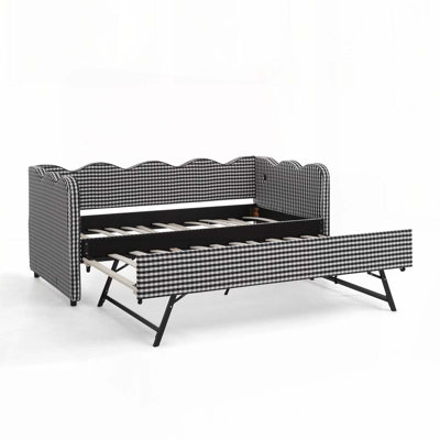 Upholstery Daybed with Pop-Up Trundle,USB Port