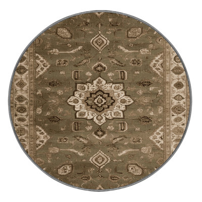 Machine Washable Tabriz Brown Area Rug