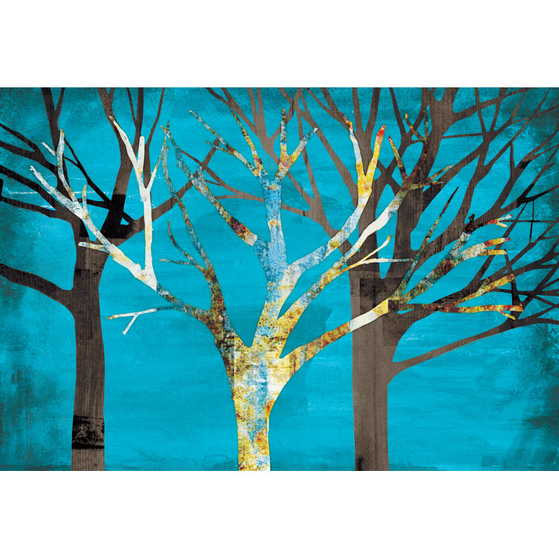 Blue Trees - Wrapped Canvas Painting, 81cm H x 122cm W