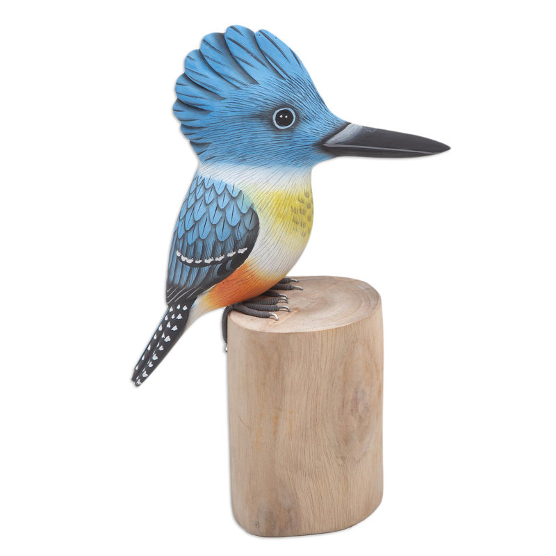Statuette en bois de martin-pêcheur à la main Red Barrel Studio®