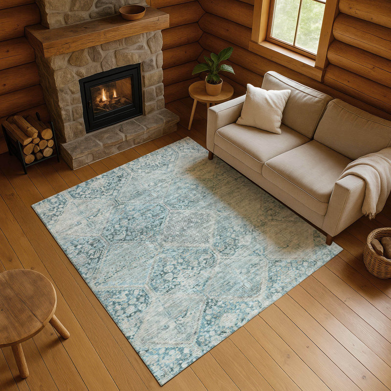Tapis géométrique de qualité supérieure lavable à la machine Bucz AMF1745, Rectangle 10 pi x 14 pi