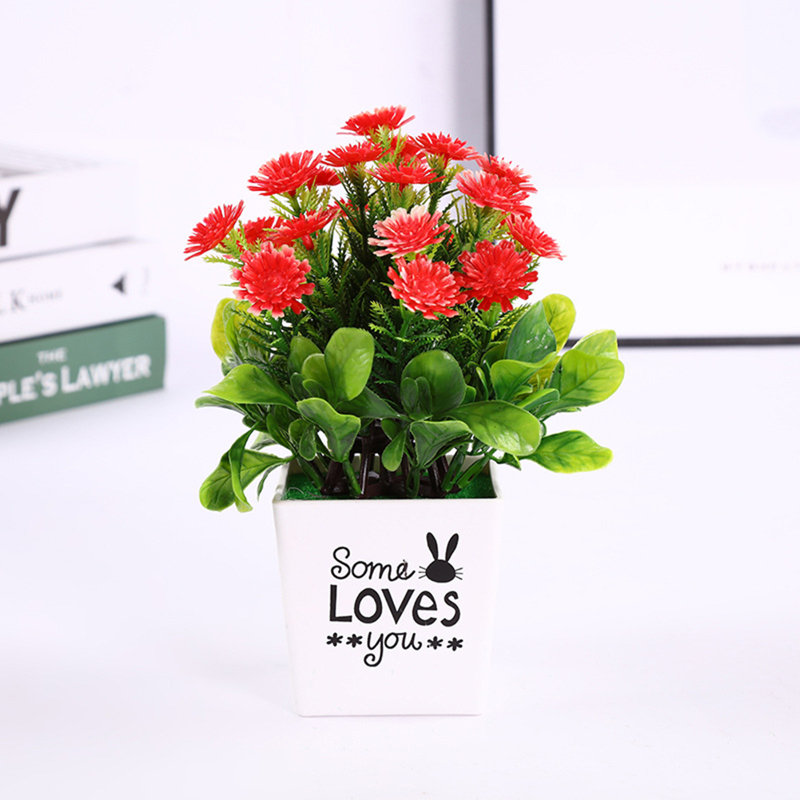 Arrangement floral de chrysanthèmes en pot, Rouge