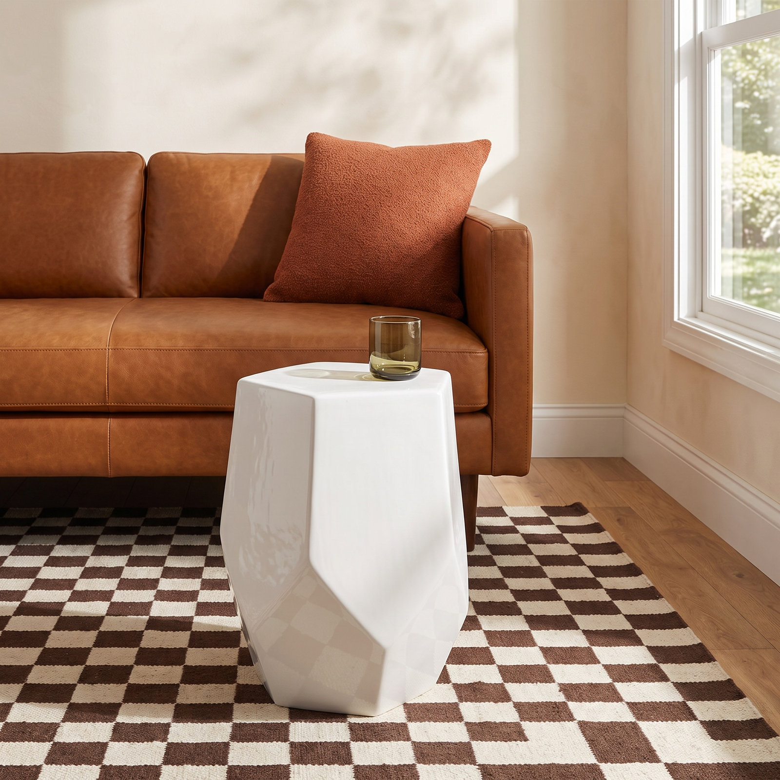 Pryce Ceramic Accent Stool, White