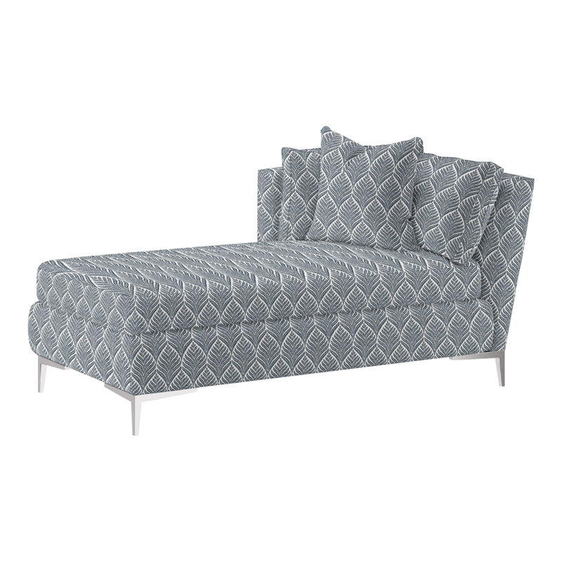 Aiden Chaise Lounge, Polished Stainless, Left Hand Facing, Dutton Indigo (Performance fabric) 1352-54