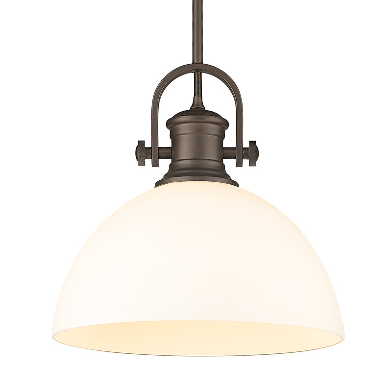 Bales 1-Light Dimmable Dome Pendant, Opal Glass, Rubbed Bronze