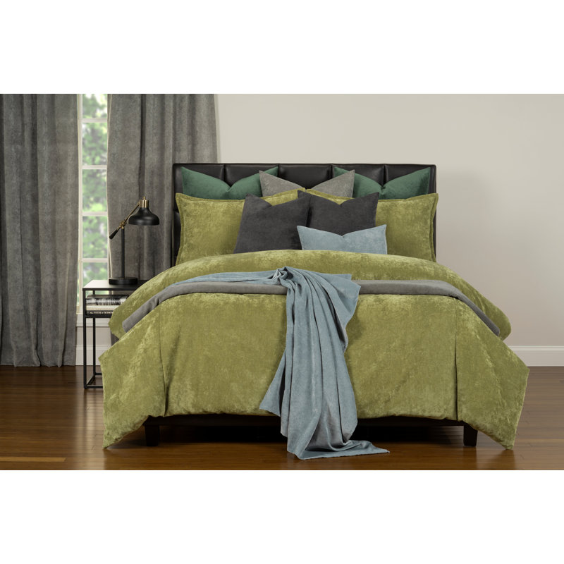 Matte Velvet Set with Duvet Cover & Insert Set by Siscovers, King Duvet Cover + 9 Additional Pieces, Olive