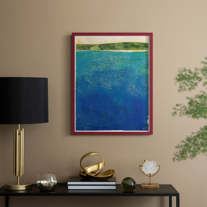 «Island Escape I», reproduction encadrée - bois massif, H 15 po x l 12 po, Rouge