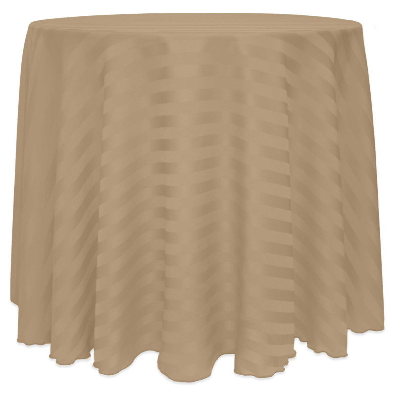 Ultimate Textile Satin Stripe Rectangular Tablecloth, Toast, 1, 120" x 120"