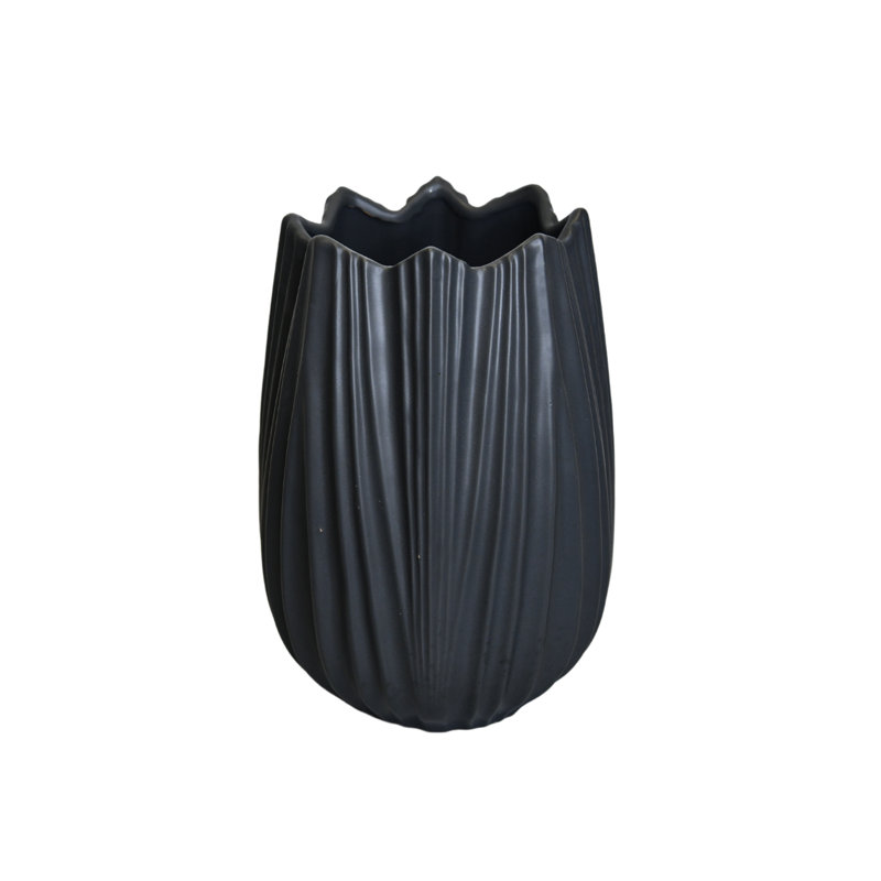 Jasier Ceramic Table Vase, Small, Black