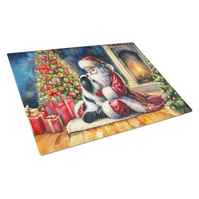 Planche à découper en verre avec menton japonais et père Noël