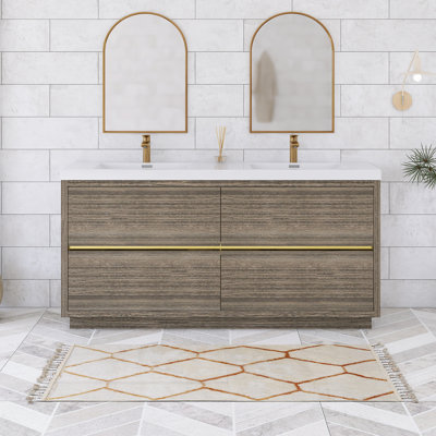 Meuble-lavabo autoportant 71 po avec plateau en résine 71 po