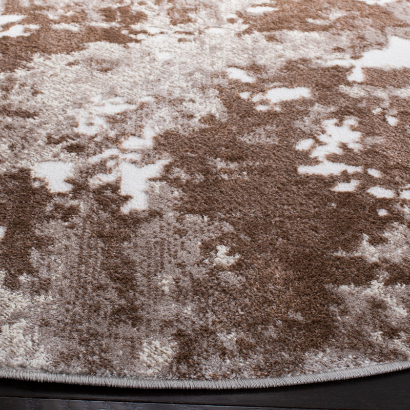 Tapis brun / ivoire Harshman, Rond 6 pi 7 po