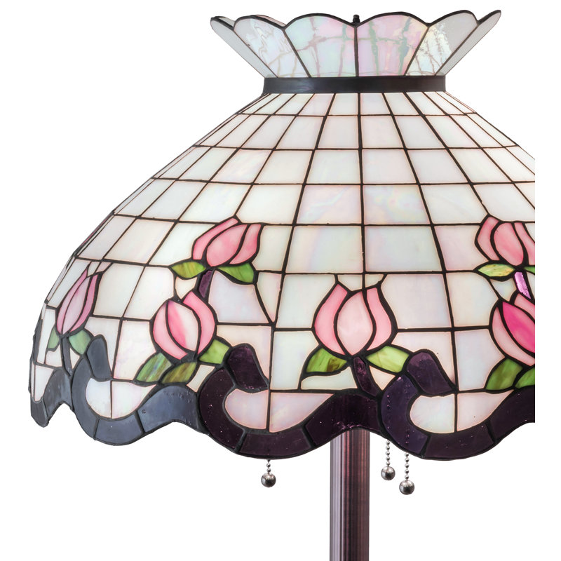 Brackin 62'' Mahogany Bronze Traditional Floor Lamp, Gray/Pink
