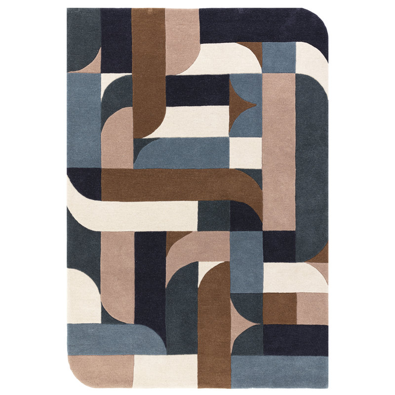 Brinlie Geometric Wool Hand Tufted Area Rug, Rectangle 120 x 170cm