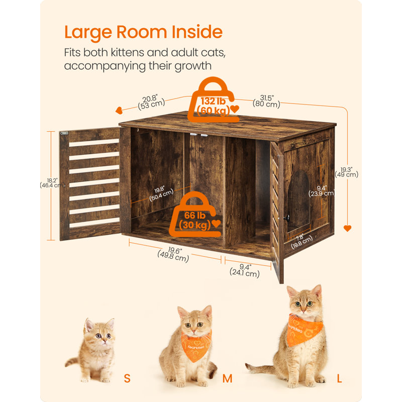 Litter Box Enclosure, Rustic Brown