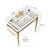 36" Ceramic Bathroom Sink, White Vanity Basin With 3 Holes, Stable Stainless Steel Legs And Towel Hanger, Gold Colored Console Faucet Resilient & Rack, Golden Tone Here-1063777714