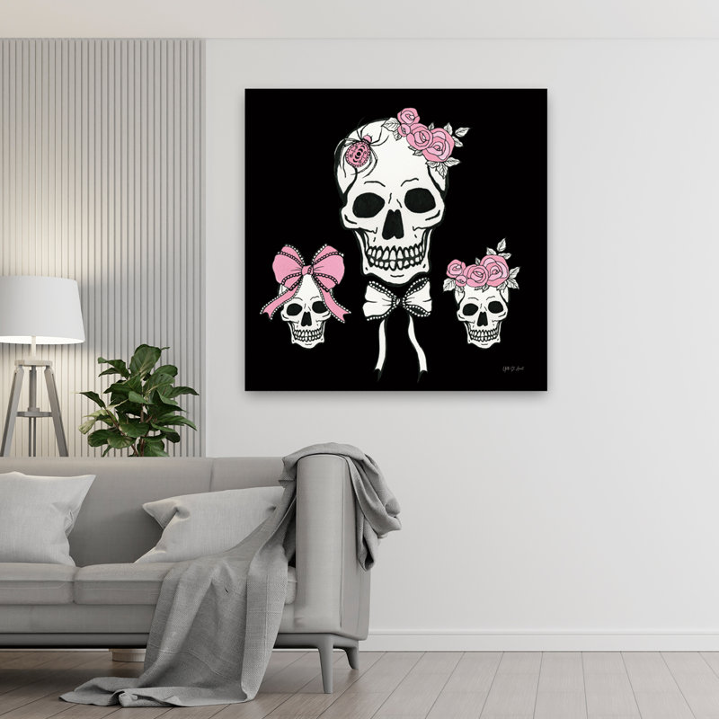 Coquette Skulls, art contemporain, H 48 po x l 48 po