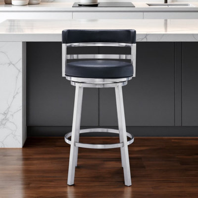 HomeRoots Swivel Upholstered Counter Stool with Metal Frame