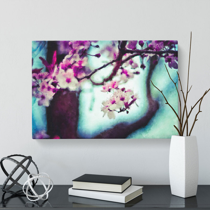 Pink Cherry Blossom Flowers Vol.10 - Wrapped Canvas Print, 40cm H x 60cm W x 3cm D