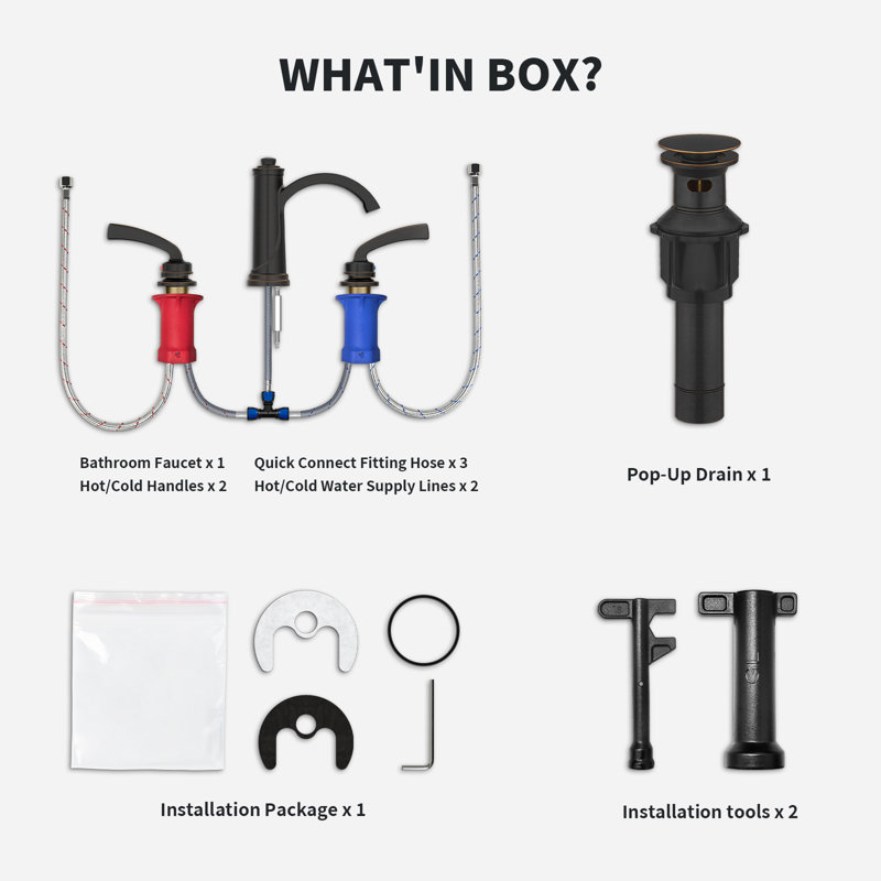8 In. Waterfall Widespread 2-Handle Bathroom Faucet With Pop-Up Drain Assembly In Oil Rubbed Bronze, Oil Rubbed Bronze