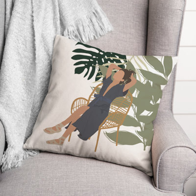  Lounging Summer Girl Square Pillow Cover & Insert