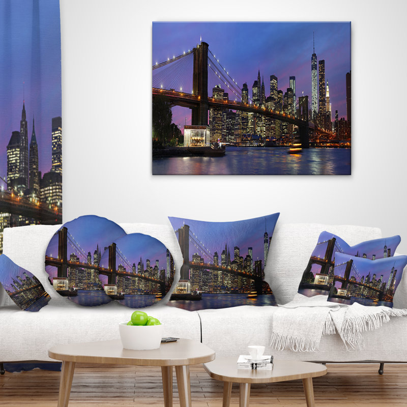 Coussin lombaire Brooklyn Bridge et Manhattan at Sunset