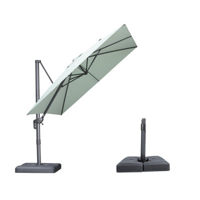 96'' Cantilever Green Umbrella with Base and Recycled Fabric