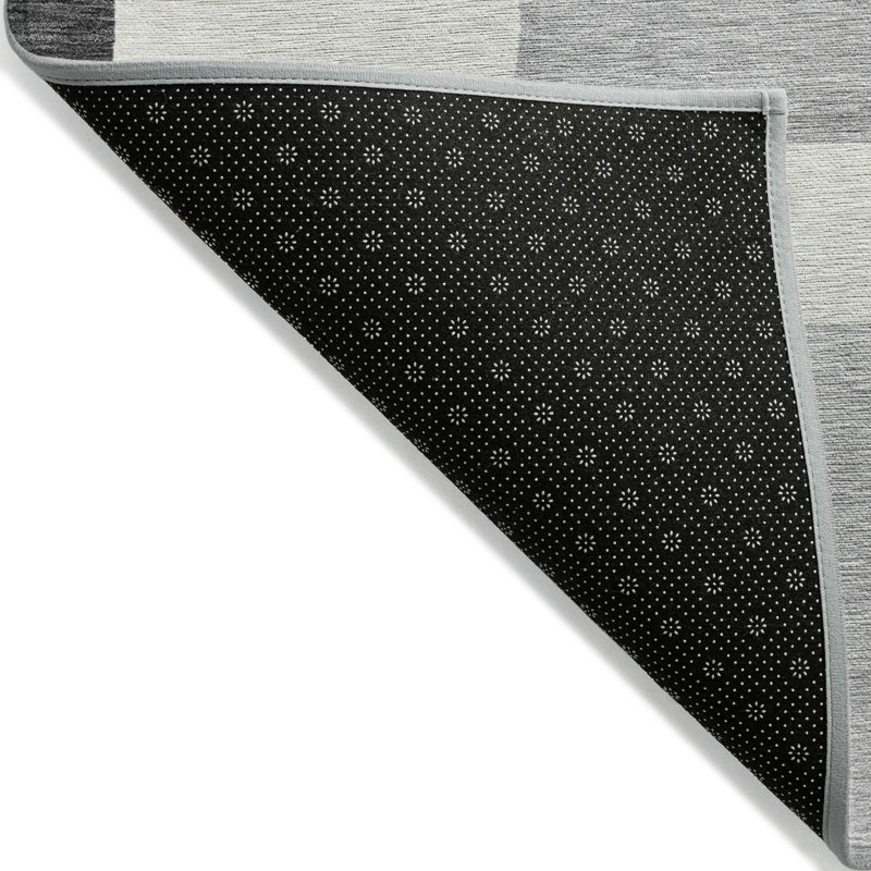 Tapis extérieur lavable abstrait gris anthracite et argent 3 pi x 5 pi